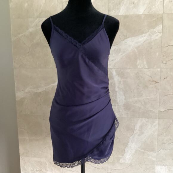 Urban Outfitters Margaux Satin Slip Dress Small Navy Whimsigoth 90s Grunge Fairy - Picture 3 of 12